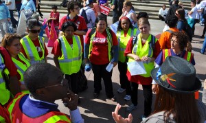 Local 26 members getting briefed at immigration rally